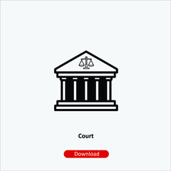 Court - icon vector icon. Editable stroke. Linear style sign for use web design and mobile apps, logo. Symbol illustration. Pixel vector graphics - Vector