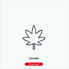 Cannabis - icon vector icon. Editable stroke. Linear style sign for use web design and mobile apps, logo. Symbol illustration. Pixel vector graphics - Vector