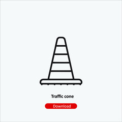Traffic cone - icon vector icon. Editable stroke. Linear style sign for use web design and mobile apps, logo. Symbol illustration. Pixel vector graphics - Vector