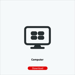 Computer- icon vector icon. Editable stroke. Linear style sign for use web design and mobile apps, logo. Symbol illustration. Pixel vector graphics - Vector