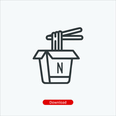 Noodle - icon vector icon. Editable stroke. Linear style sign for use web design and mobile apps, logo. Symbol illustration. Pixel vector graphics - Vector