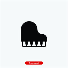 Piano - icon vector icon. Editable stroke. Linear style sign for use web design and mobile apps, logo. Symbol illustration. Pixel vector graphics - Vector