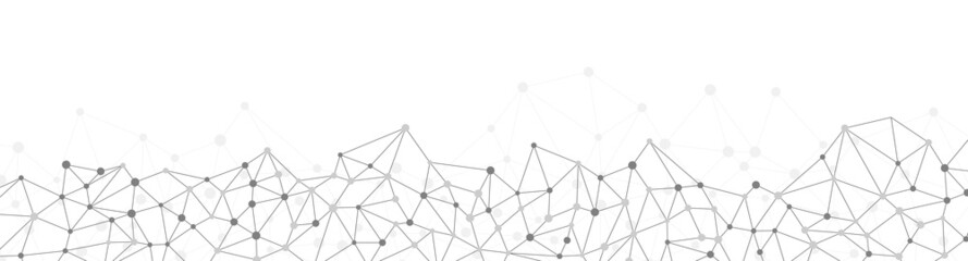 Abstract geometric vector background with connected gray dots and lines. Website banner, or header design. Plexus, global network connection, digital technology background with space for text