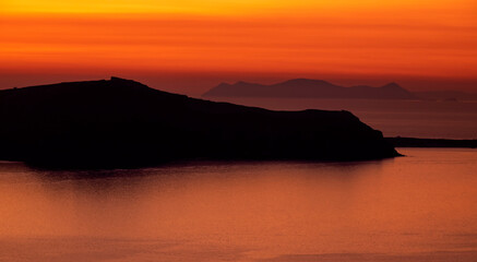 Santorini sunset. Volcano