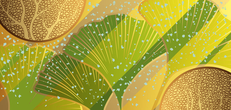 Création artistique sur le thème de la nature avec des feuilles de ginkgo.