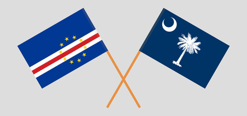 Crossed flags of Cape Verde and The State of South Carolina. Official colors. Correct proportion