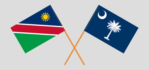 Crossed flags of Namibia and The State of South Carolina. Official colors. Correct proportion