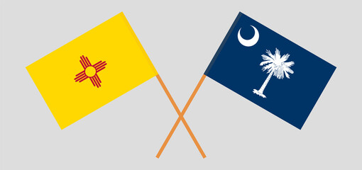 Crossed flags of the State of New Mexico and The State of South Carolina. Official colors. Correct proportion