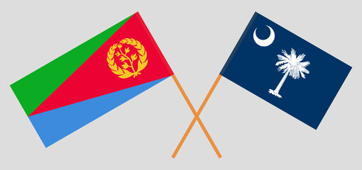 Crossed flags of Eritrea and The State of South Carolina. Official colors. Correct proportion