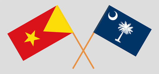 Crossed flags of Tigray and The State of South Carolina. Official colors. Correct proportion