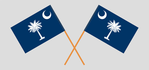 Crossed flags of The State of South Carolina. Official colors. Correct proportion