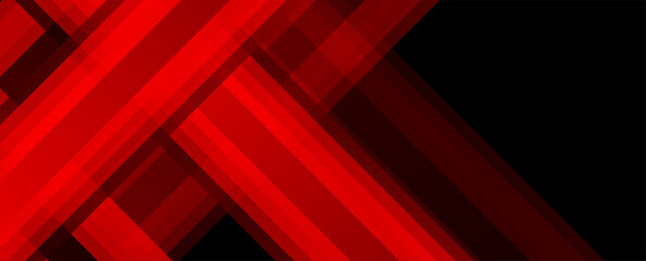 Bright red stripes abstract geometric banner design. Futuristic vector background