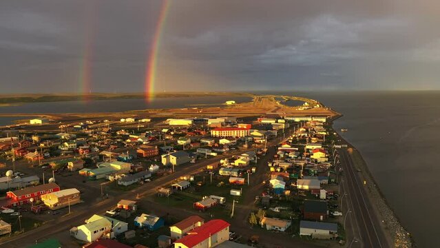 Storm Creates Rainbow Over the Northwest Arctic Borough of Kotzebue Alaska