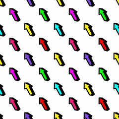 Seamless pattern with multicolored arrows on a white background.Vector illustration