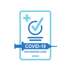 Travel immune passport in mobile. Covid-19 immunity certificate for shopping.