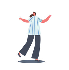 Stylish Woman Wearing Fashioned Outfit Striped Shirt, Wide Pants and Shoes. Young Female Character in Modern Clothes