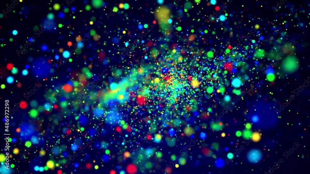 Poster awesome bg with magic particles float in liquid, bokeh effects, dof. glowing multi-colored particles