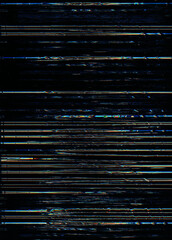 Glitch noise texture. Distortion overlay. Bad quality transmission. Blue orange lines pattern...