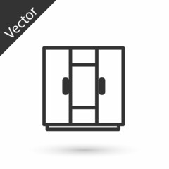 Grey line Wardrobe icon isolated on white background. Vector