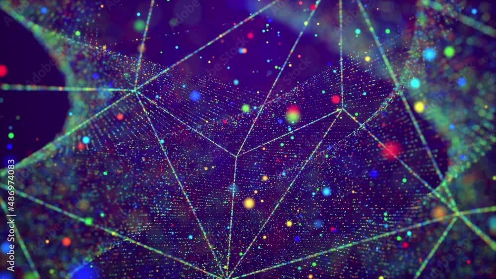 Aufkleber awesome bg with magic particles fly in air, bokeh effects, dof. glowing multi-colored particles circ
