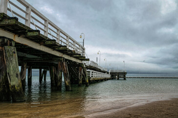 Old wooden pier in Sopot, Baltic Sea coast	