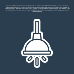 Blue line Chandelier icon isolated on blue background. Vector