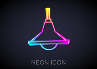 Glowing neon line Chandelier icon isolated on black background. Vector