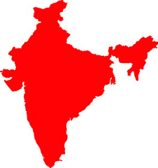 Red colored India outline map. Political indian map. Vector illustration map.