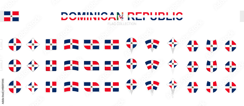 Wall mural large collection of dominican republic flags of various shapes and effects.