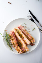 raw marinated meat pork brisket for grilling