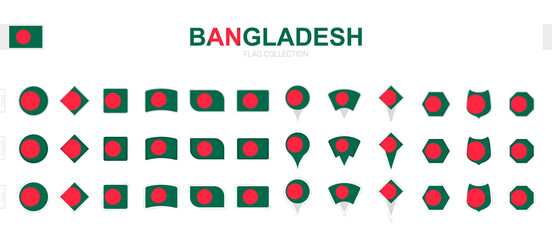 Large collection of Bangladesh flags of various shapes and effects.