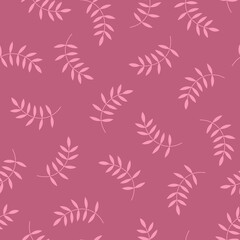 Fototapeta na wymiar Seamless pink pattern with leaves