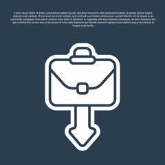 Blue line Briefcase icon isolated on blue background. Business case sign. Business portfolio. Vector