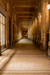 Paris, France - 02 02 2022: Columns and entrance in the Domaine National du Palais-Royal