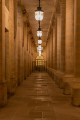 Fototapeta premium Paris, France - 02 02 2022: Columns and entrance in the Domaine National du Palais-Royal