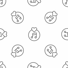 Grey line Vinyl disk icon isolated seamless pattern on white background. Vector