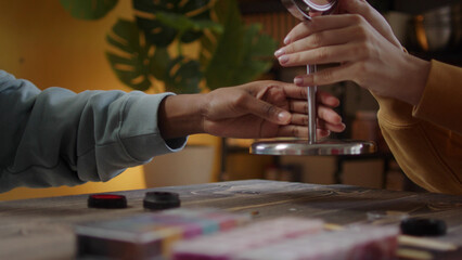 Girls are drawing halloween make-up