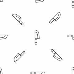 Grey line Knife icon isolated seamless pattern on white background. Cutlery symbol. Vector