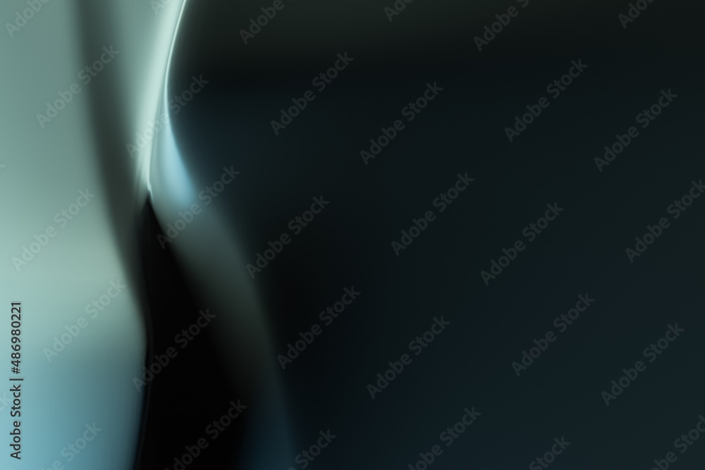 Poster Soft gray chiffon background with mock up place, curves and waves. Design and cloth concept. 3D Rendering.