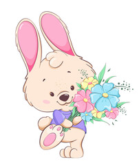 Happy Women's day. Cute bunny cartoon character