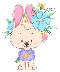 Happy Women's day. Cute bunny cartoon character