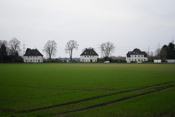 Country side in Germany with three houses