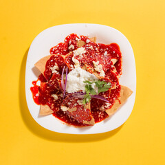 DELICIOUS MEXICAN FOOD ON COLORFUL BACKGROUND 