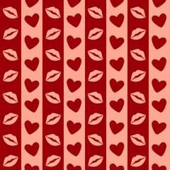 Valentines day seamless heart pattern with stripes