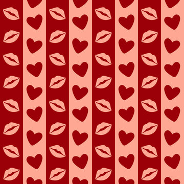 Valentines day seamless heart pattern with stripes