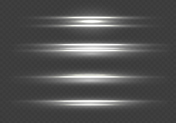 Laser beams, horizontal rays of light, white line.