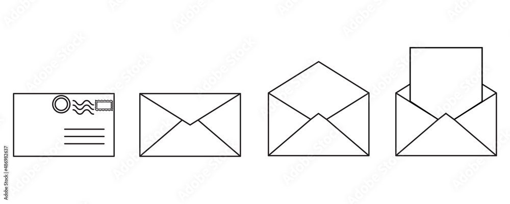 Poster realistic set with envelopes. postcard design. front view. mockup template. envelope vector. vector 
