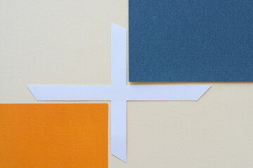 white paper symbol with orange and blue quadrants