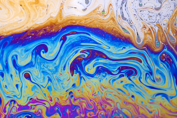 Soap bubbles that create abstract and mysterious colors