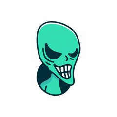 Cool alien avatar, illustration for t-shirt, sticker, or apparel merchandise. With doodle, soft pop, and cartoon style.